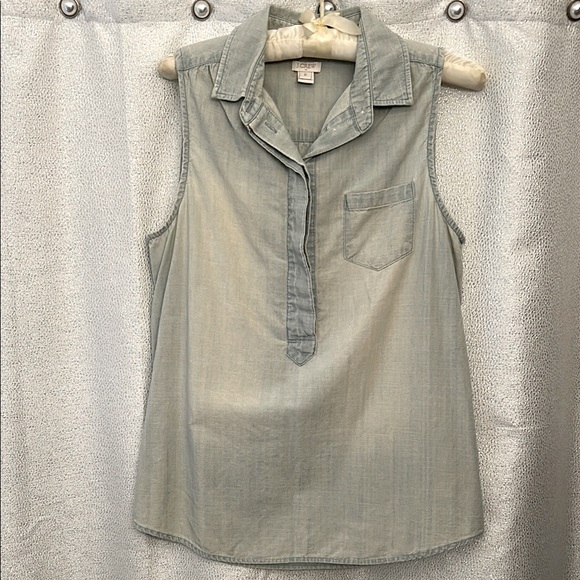 J. Crew Factory Tops - J.Crew Factory Sleeveless Chambray Shirt